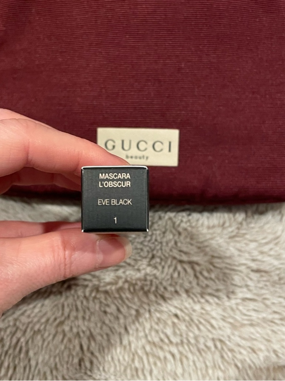 Gucci Burgundy Cosmetic Pouch with Gucci Mascara in Black - Picture 3 of 4